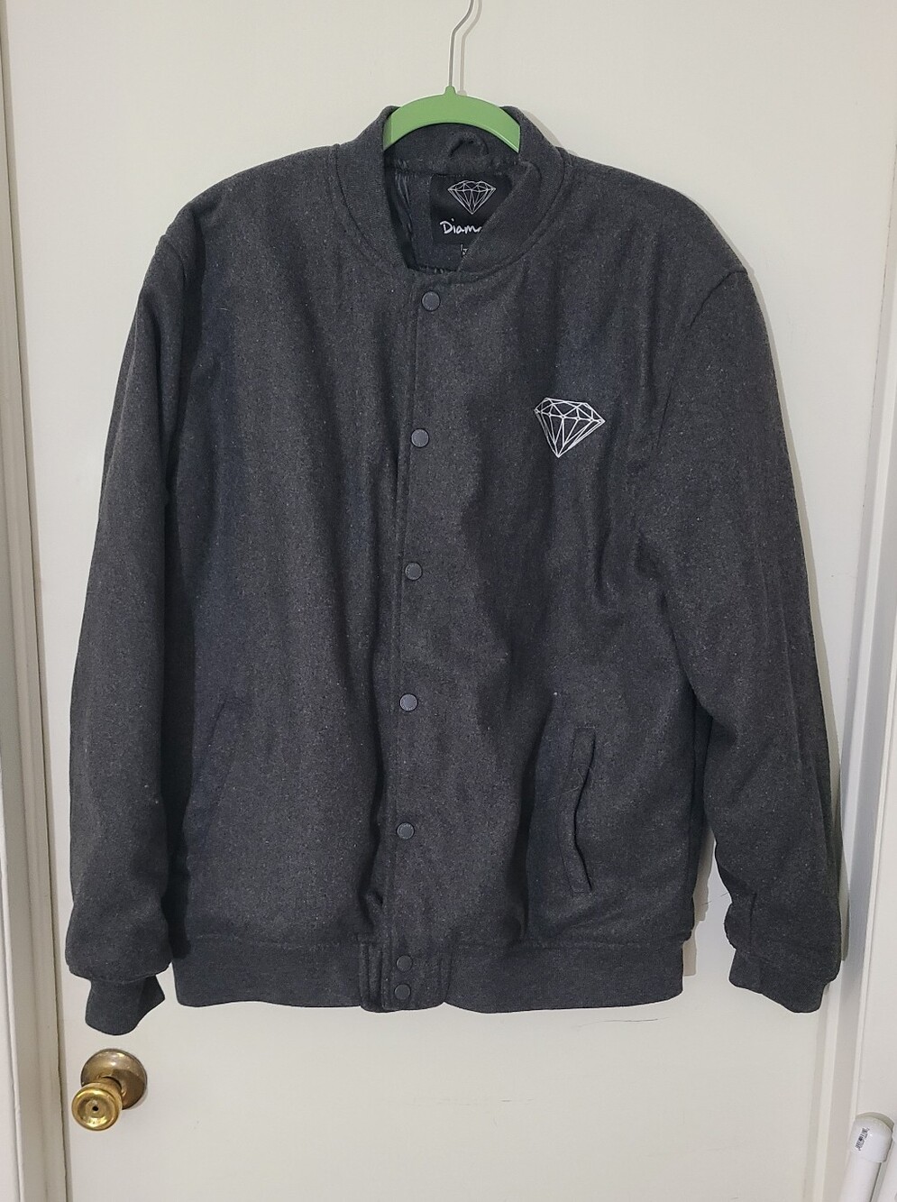 Diamond Supply Co. Dark Charcoal Embroidered Logo Bomber Jacket Large